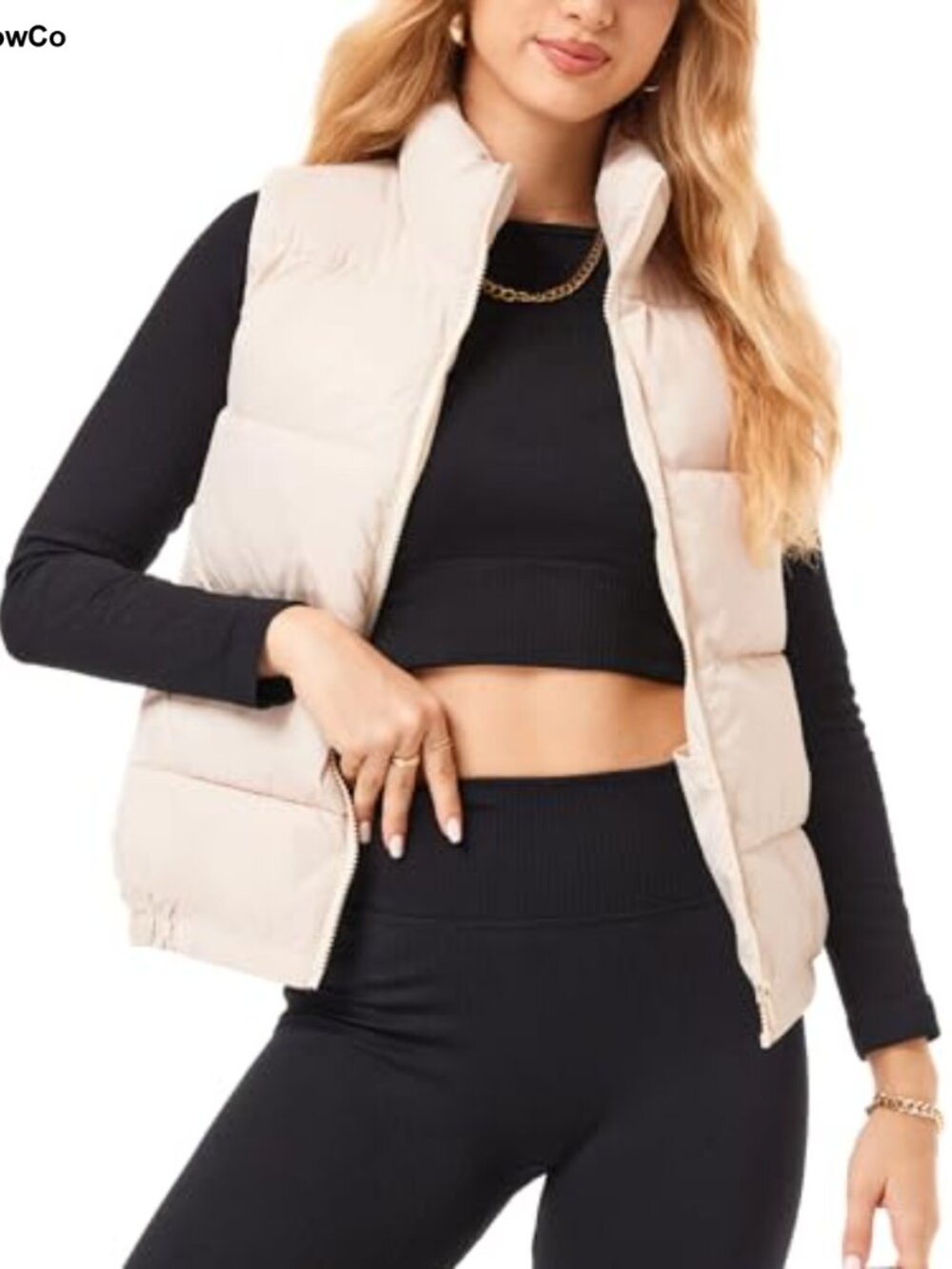 Womens Quilted Puffer Vest Lightweight Water Repellent 4 Pocket Sleeveless